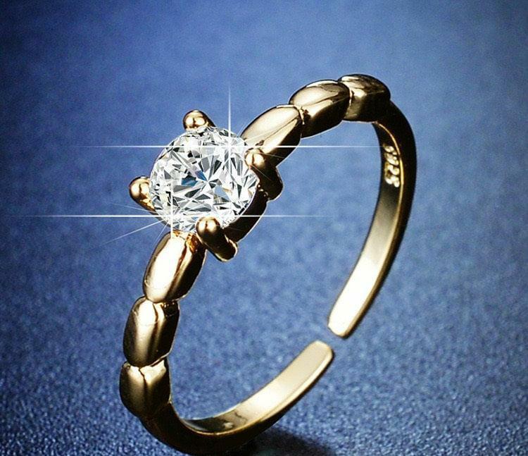 Golden Stone Ring Adjustable