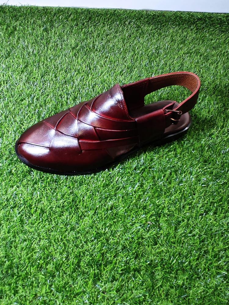 Men's Leather Plain Peshawari Chappal