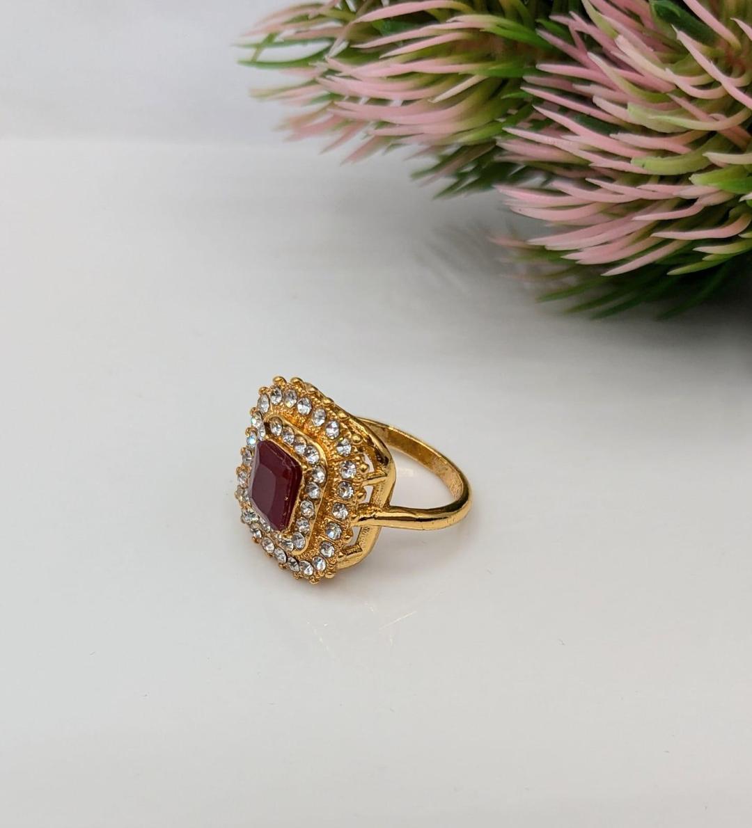 Vintage Design Gold Plated Zircon Engagement Ring