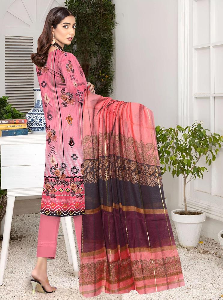 3 Pcs Women's Unstitched Lawn Printed Suit
