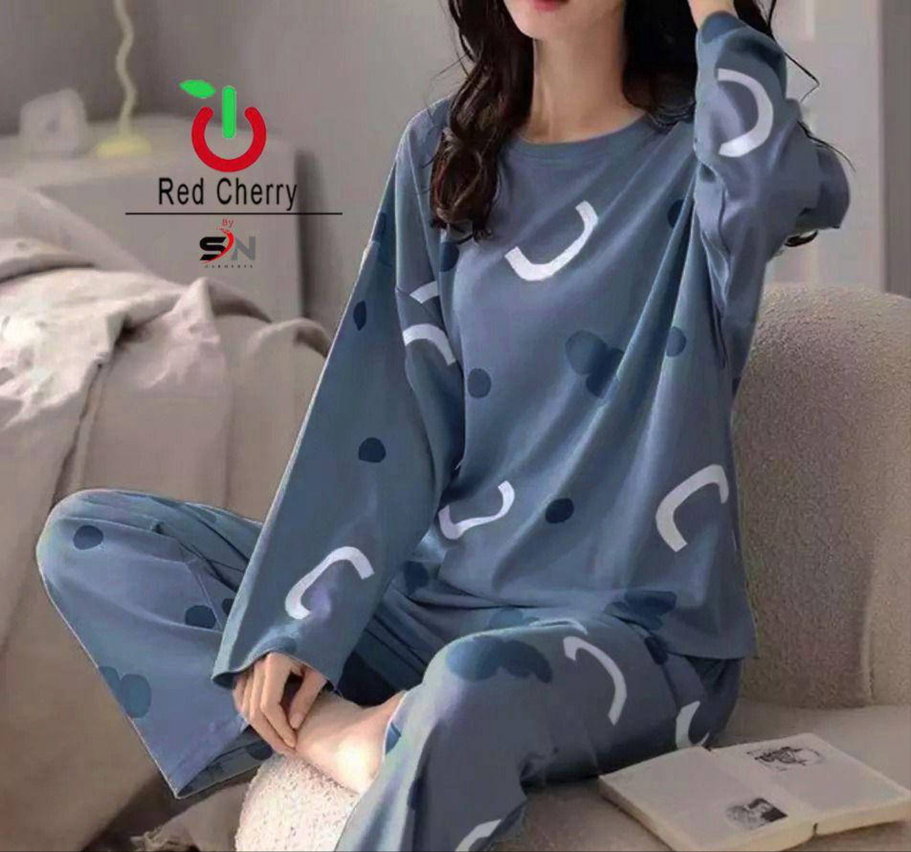 2 Pcs Women's Stitched Cotton Blend Night Dress