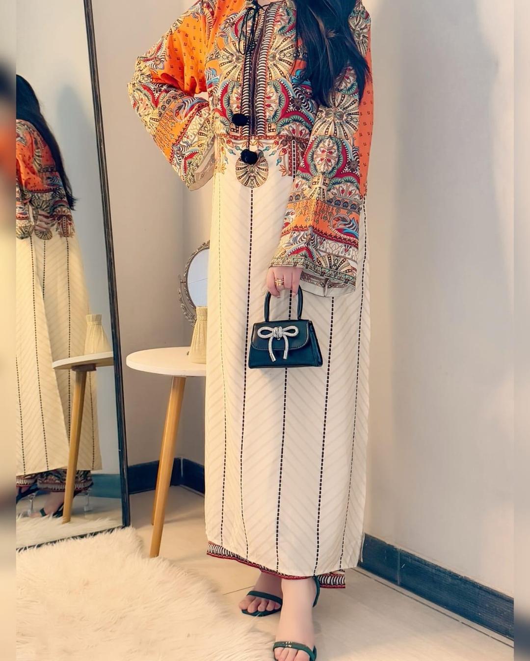 Stylish Printed Silk Lawn Shirt and Trouser Set - 2 Pcs Ensemble