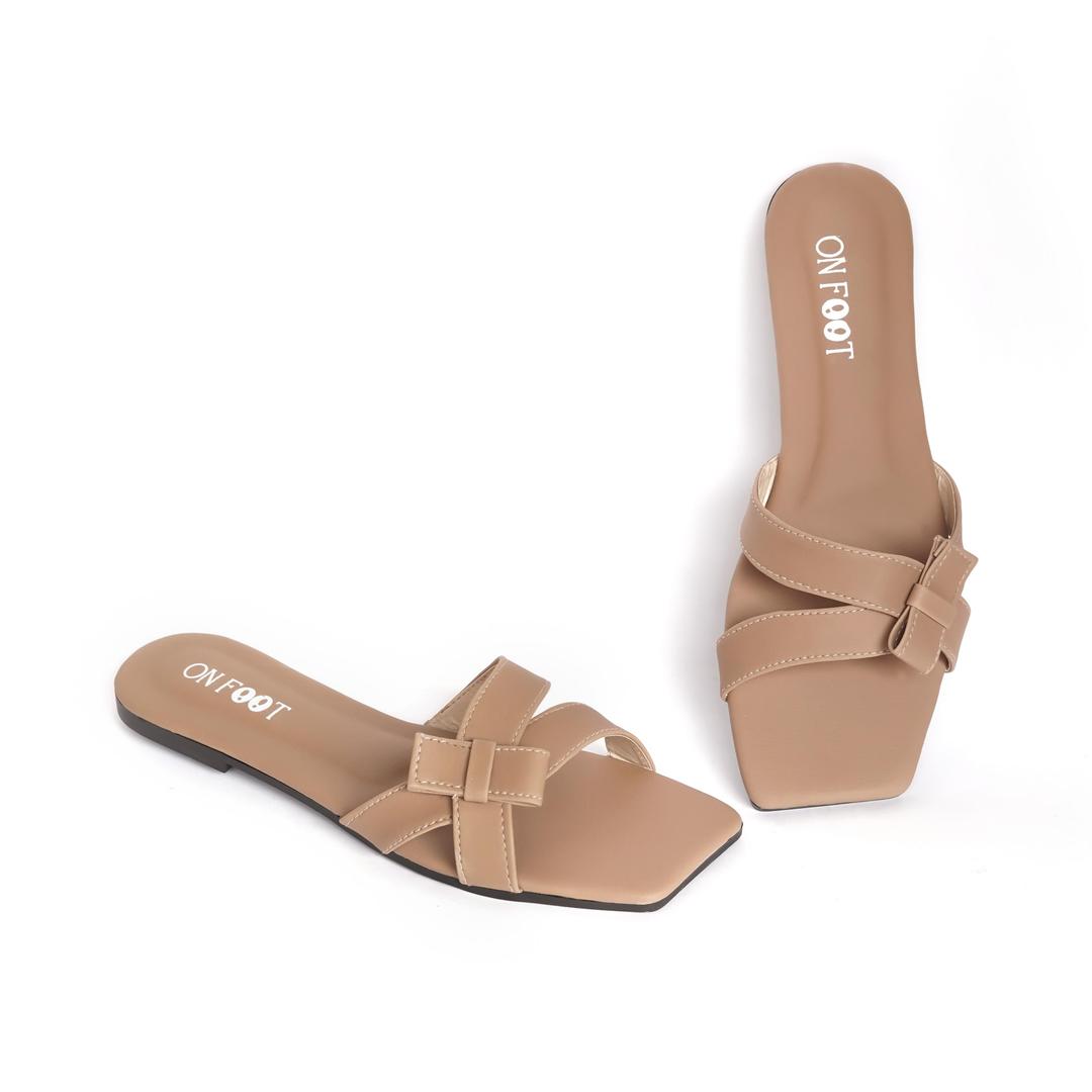 Women's Rexine Fancy Flats – Stylish, Comfortable, and Trendy Footwear (Black / Beige)