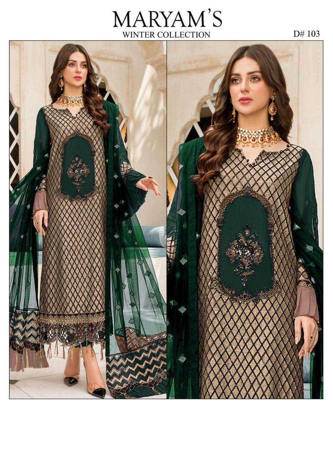 3 pcs Women Unstitched Embroidered Suit