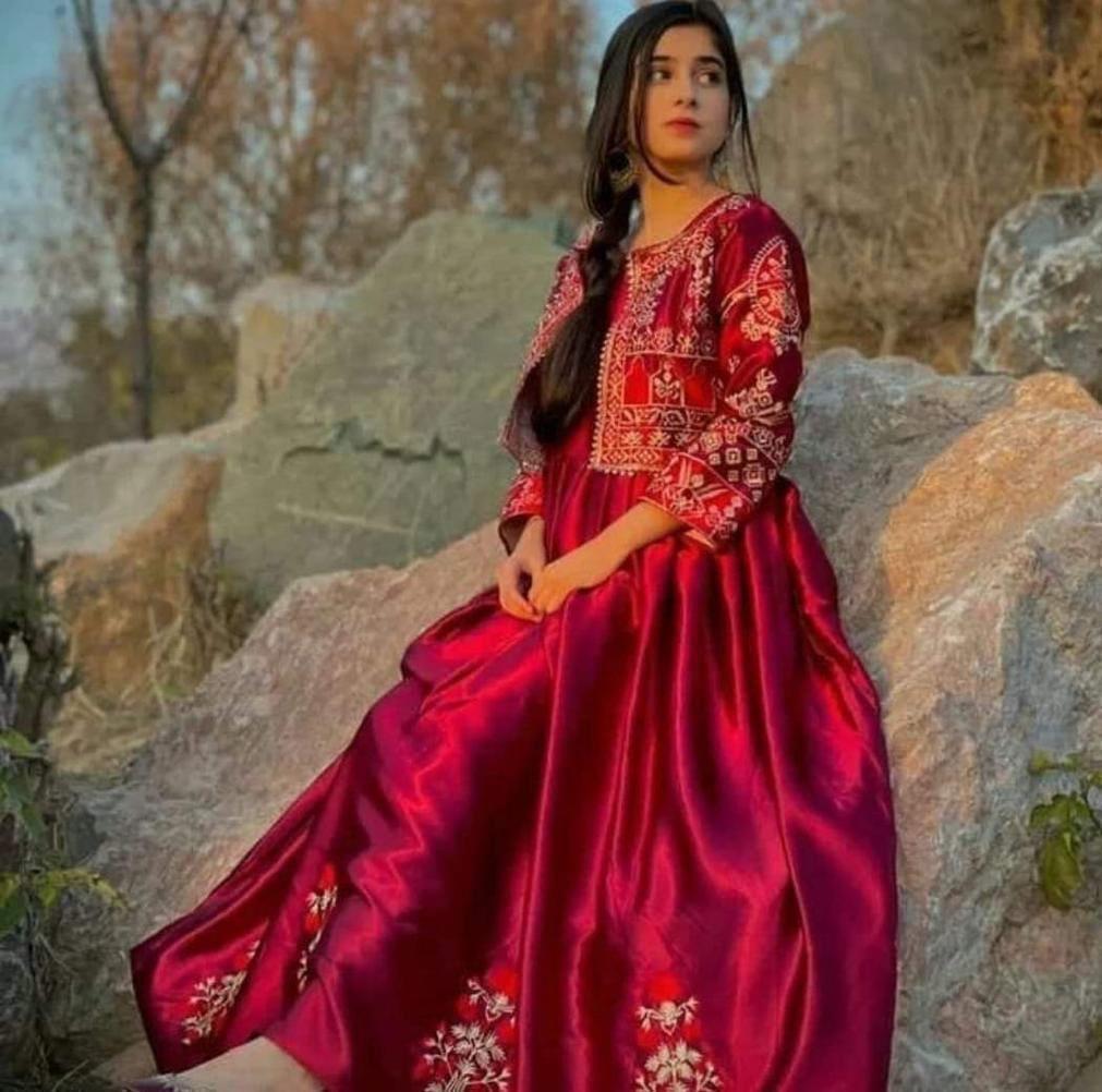 Elegant 3 Pcs Women's Stitched Katan Silk Embroidered Maxi with Jacket and Trouser